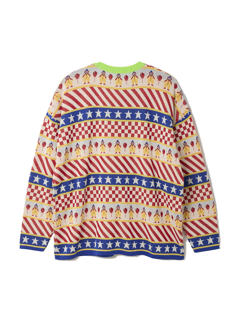 Clown Circus Border Long Sleeve Knit-T 