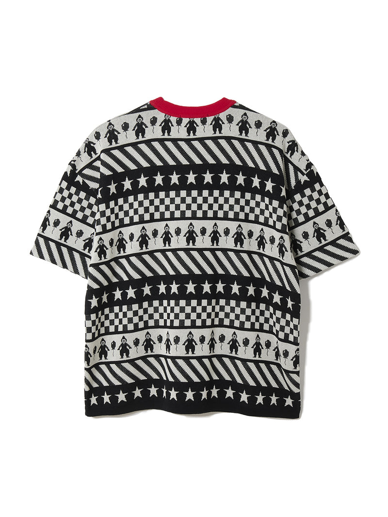 Clown Circus Border Half Sleeve Knit-T 