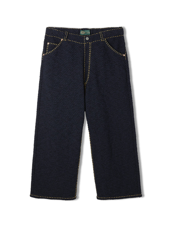 Hand Stitched Rigid Denim Knit Pants