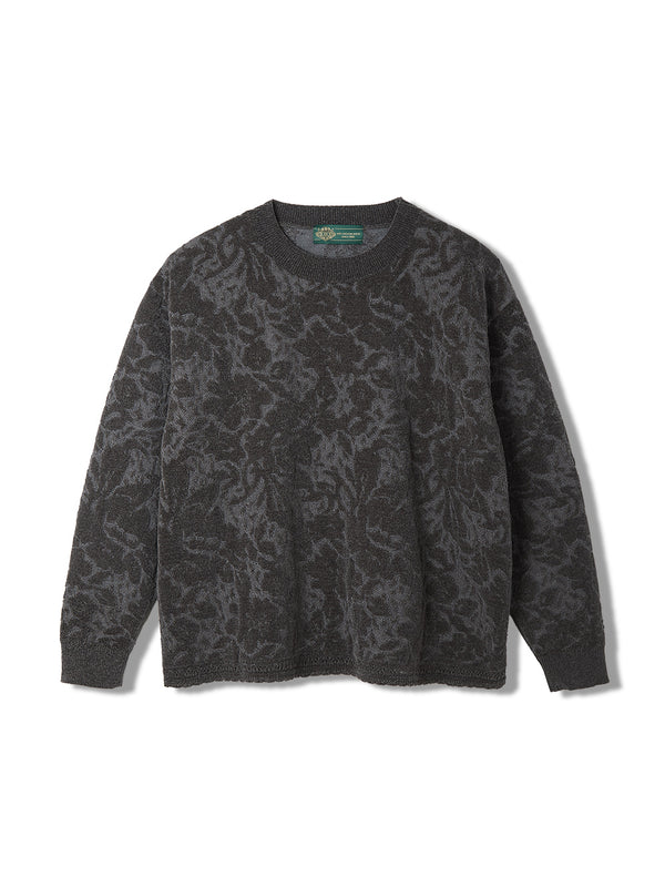 Velvet Curtain Knit Crew Neck Sweater
