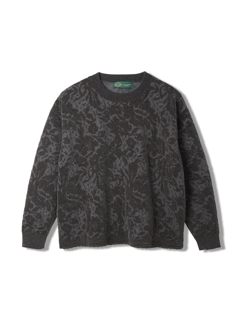 Velvet Curtain Knit Crew Neck Sweater