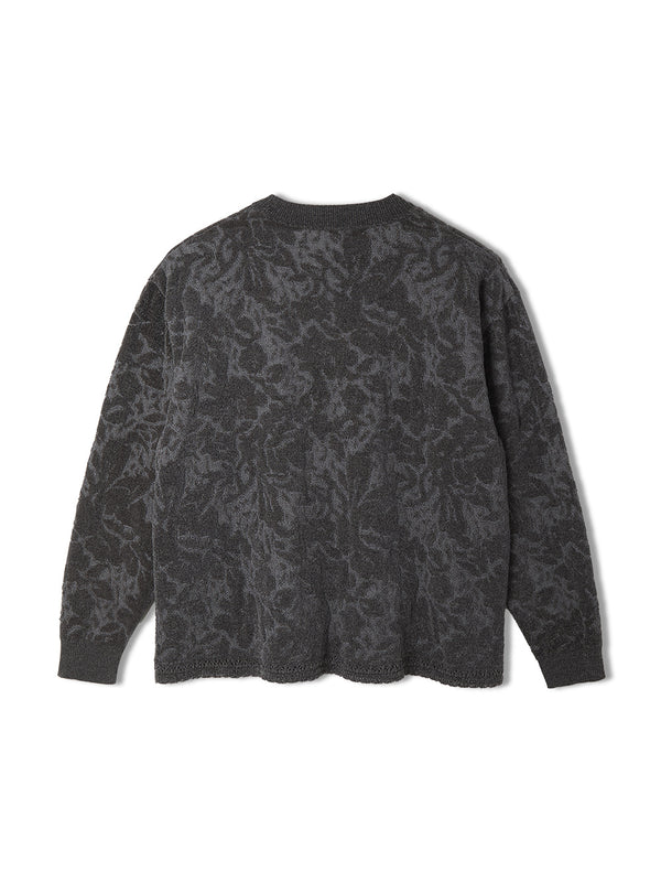 Velvet Curtain Knit Crew Neck Sweater