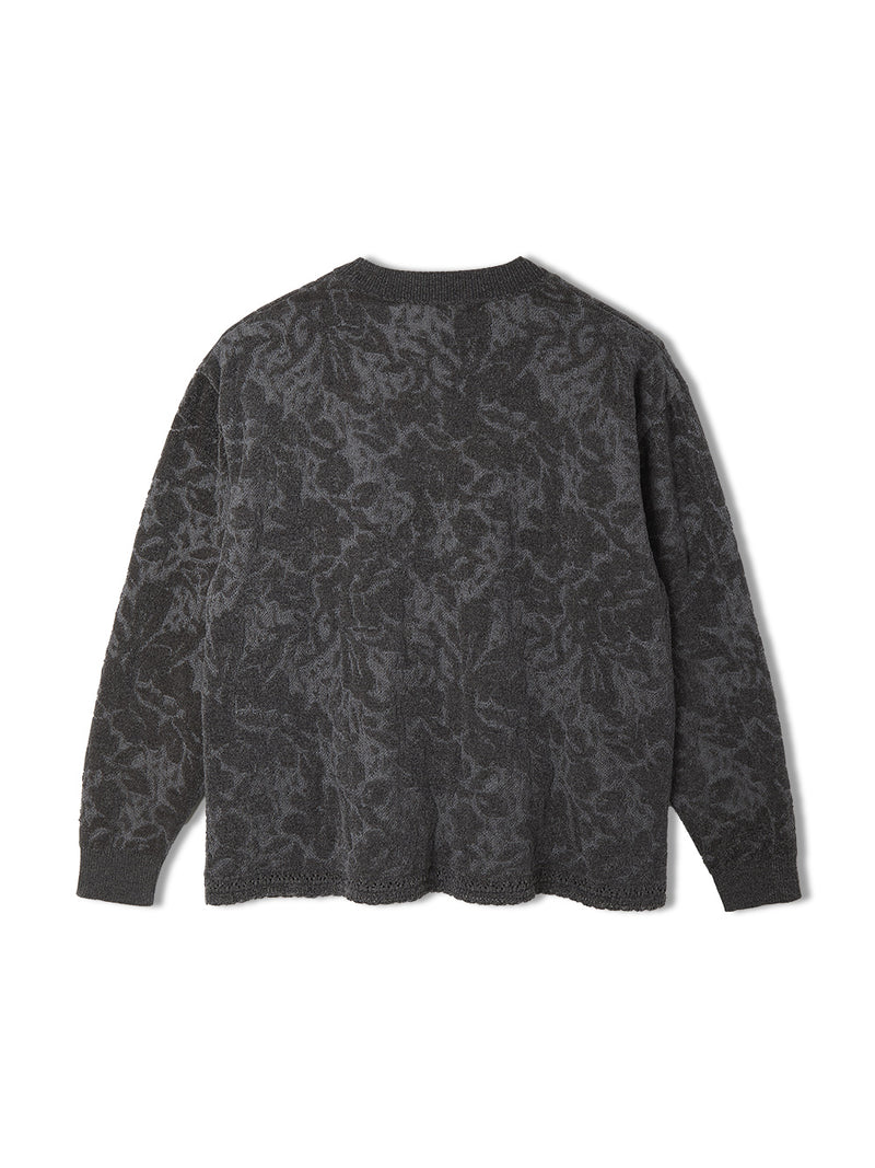 Velvet Curtain Knit Crew Neck Sweater