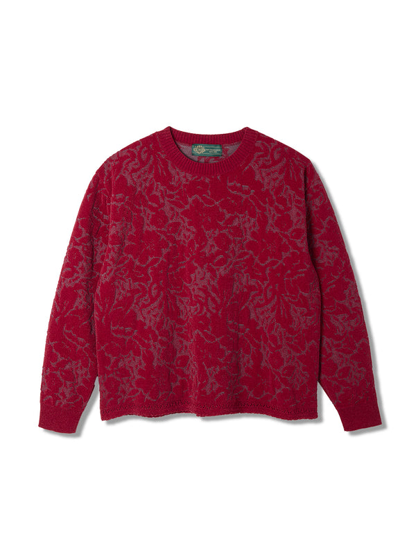 Velvet Curtain Knit Crew Neck Sweater