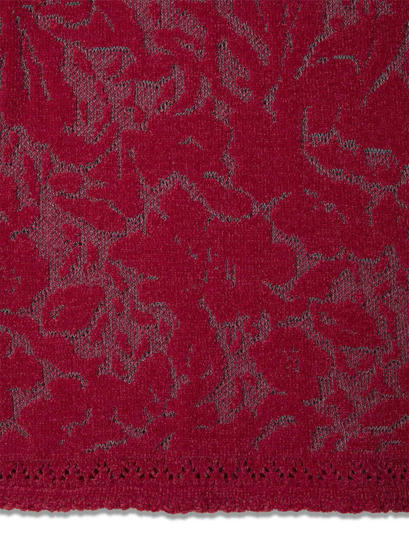 Velvet Curtain Knit Crew Neck Sweater