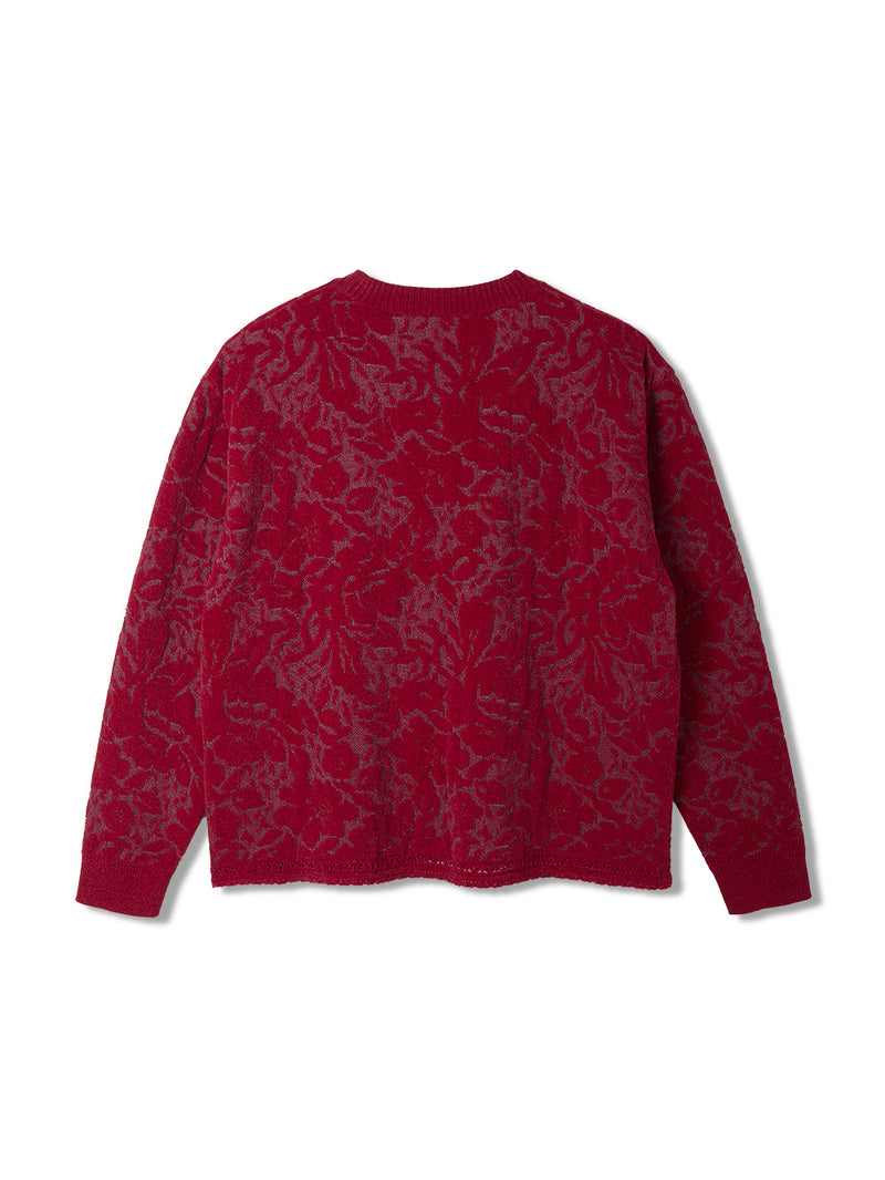 Velvet Curtain Knit Crew Neck Sweater
