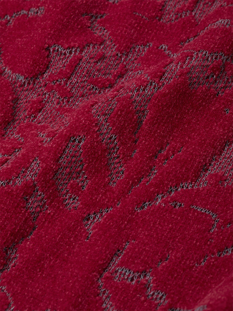 Velvet Curtain Knit Crew Neck Sweater