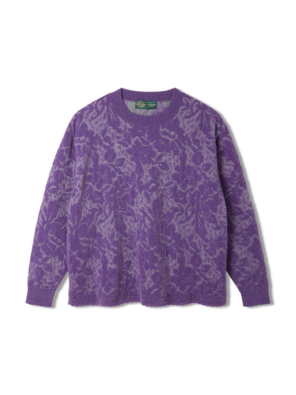 Velvet Curtain Knit Crew Neck Sweater