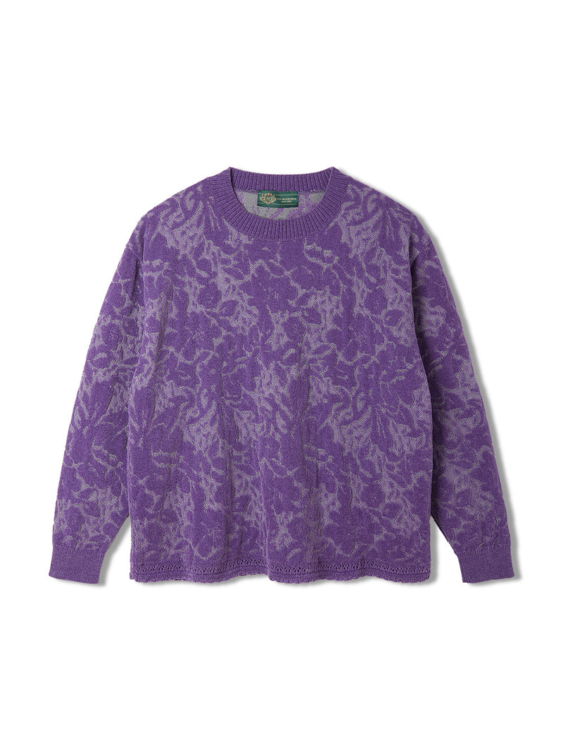 Velvet Curtain Knit Crew Neck Sweater
