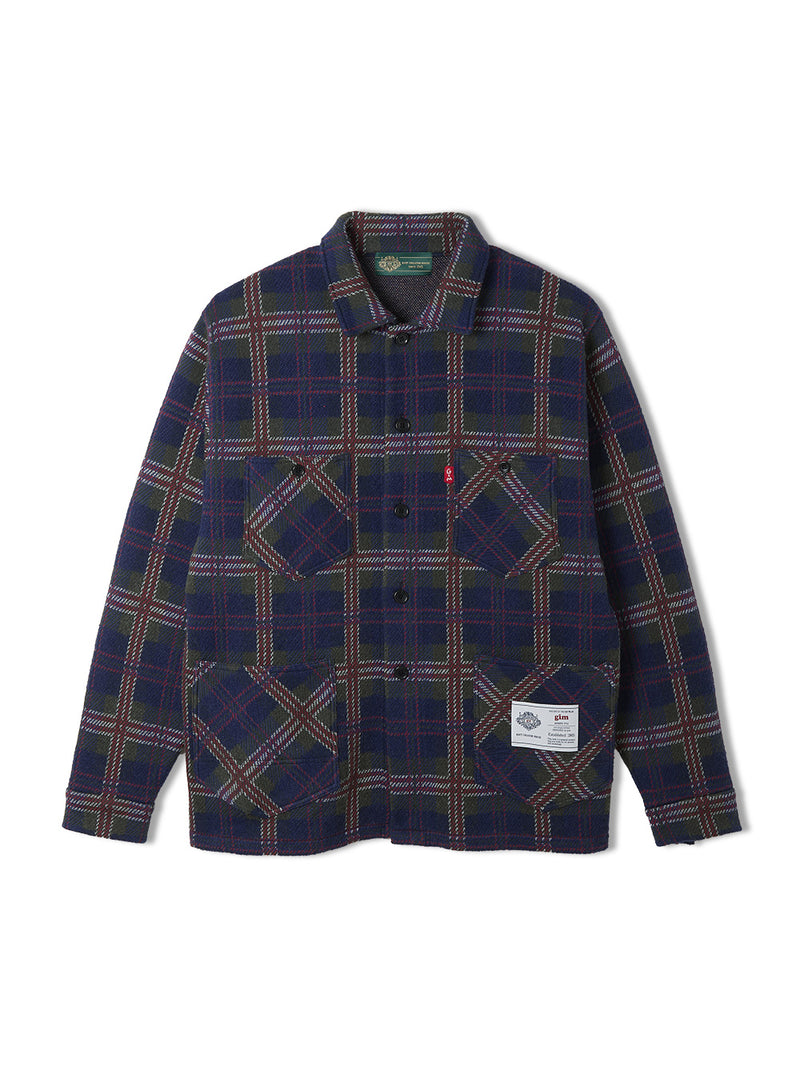 Knitted Check Coverall Jacket