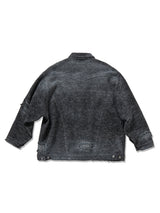 Hard Damaged Black Denim Knit Jacket