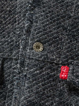 Hard Damaged Black Denim Knit Jacket
