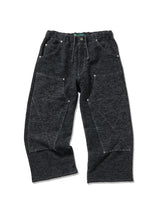 Double Knee Black Denim Knit Pants