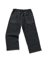 Double Knee Black Denim Knit Pants
