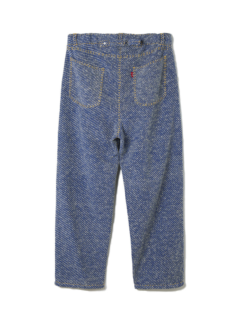 Hand-Stitched Damaged Denim Knit Pants