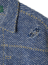 Hand-Stitched Damaged Denim Knit Jacket