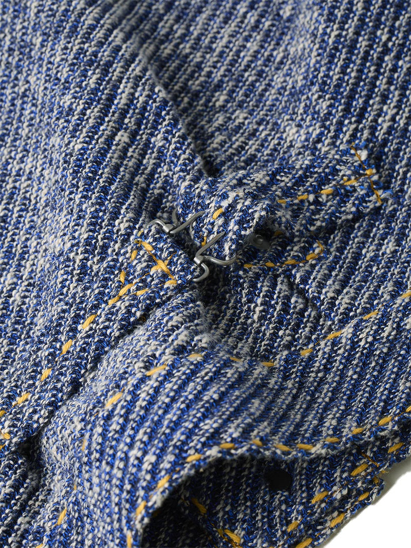 Hand-Stitched Damaged Denim Knit Jacket