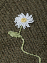 Basket Stitch Flower Cardigan
