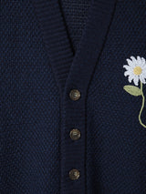 Basket Stitch Flower Cardigan