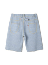 Knitted Denim Shorts with Hand Stitching