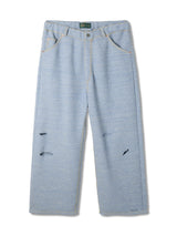 Knitted Denim Pants with Hand Stitching
