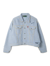 Knitted Denim Jacket with Hand Stitching