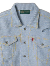 Knitted Denim Jacket with Hand Stitching