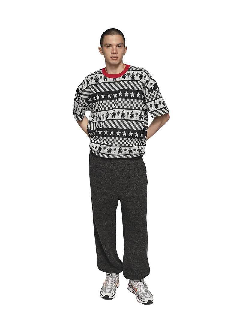 Clown Circus Border Half Sleeve Knit-T 