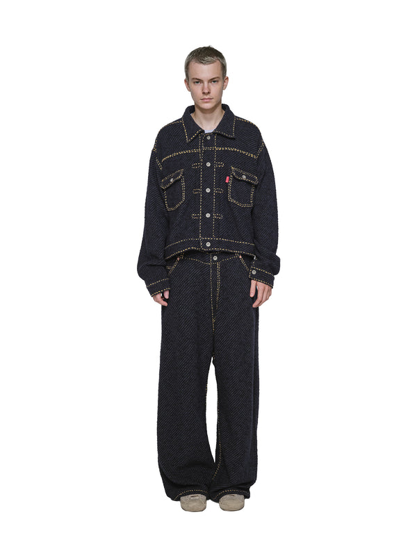 Hand Stitched Rigid Denim Knit Jacket