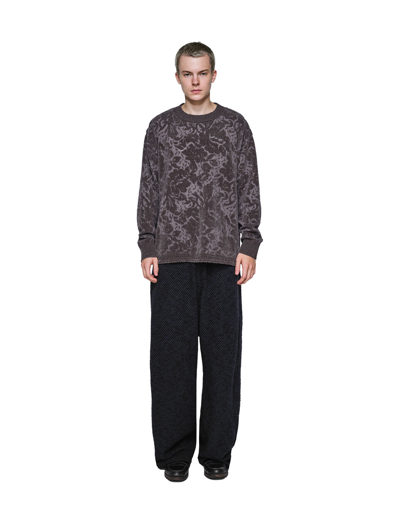 Velvet Curtain Knit Crew Neck Sweater