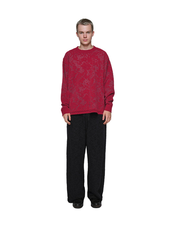 Velvet Curtain Knit Crew Neck Sweater