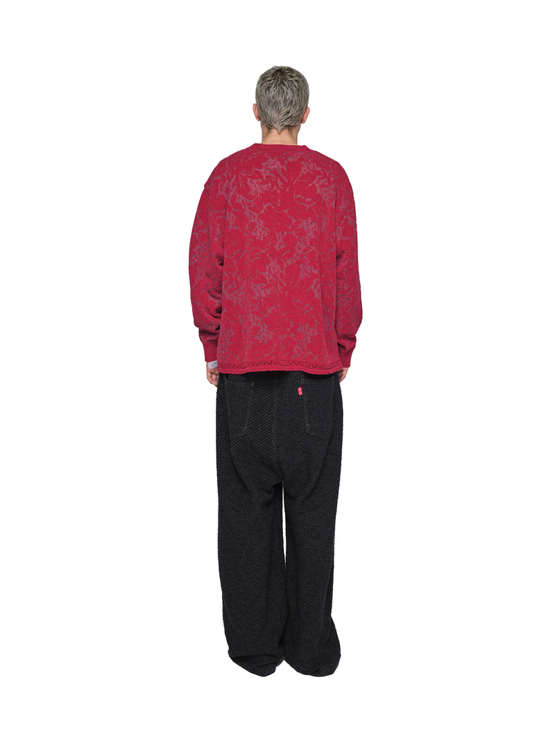 Velvet Curtain Knit Crew Neck Sweater