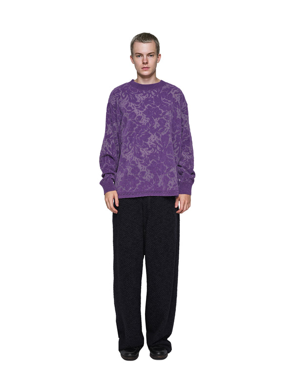 Velvet Curtain Knit Crew Neck Sweater