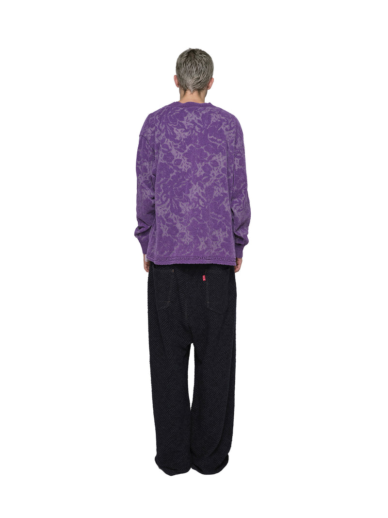 Velvet Curtain Knit Crew Neck Sweater