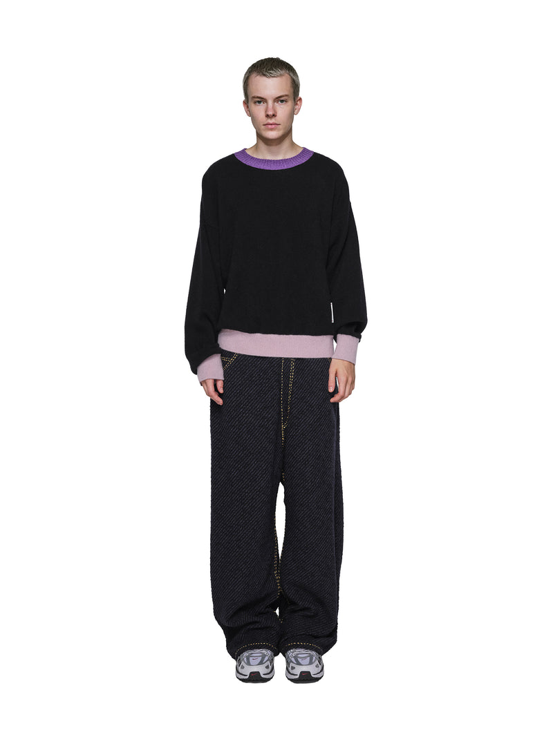 Color Blocked Cashmere Crew Neck