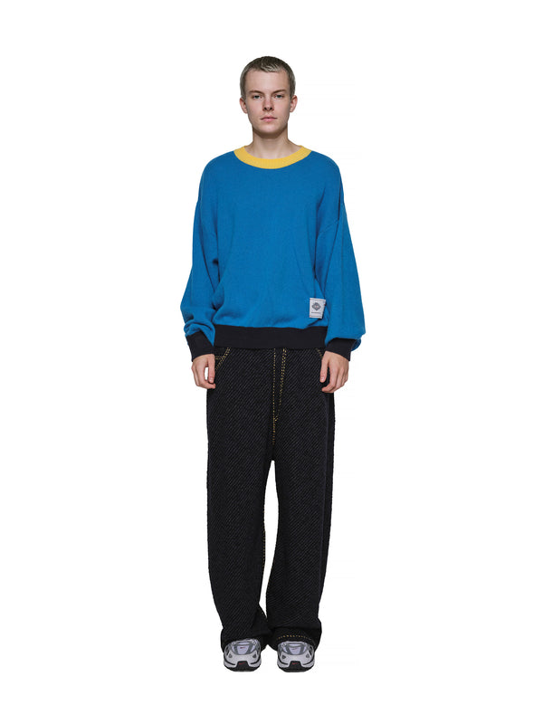 Color Blocked Cashmere Crew Neck