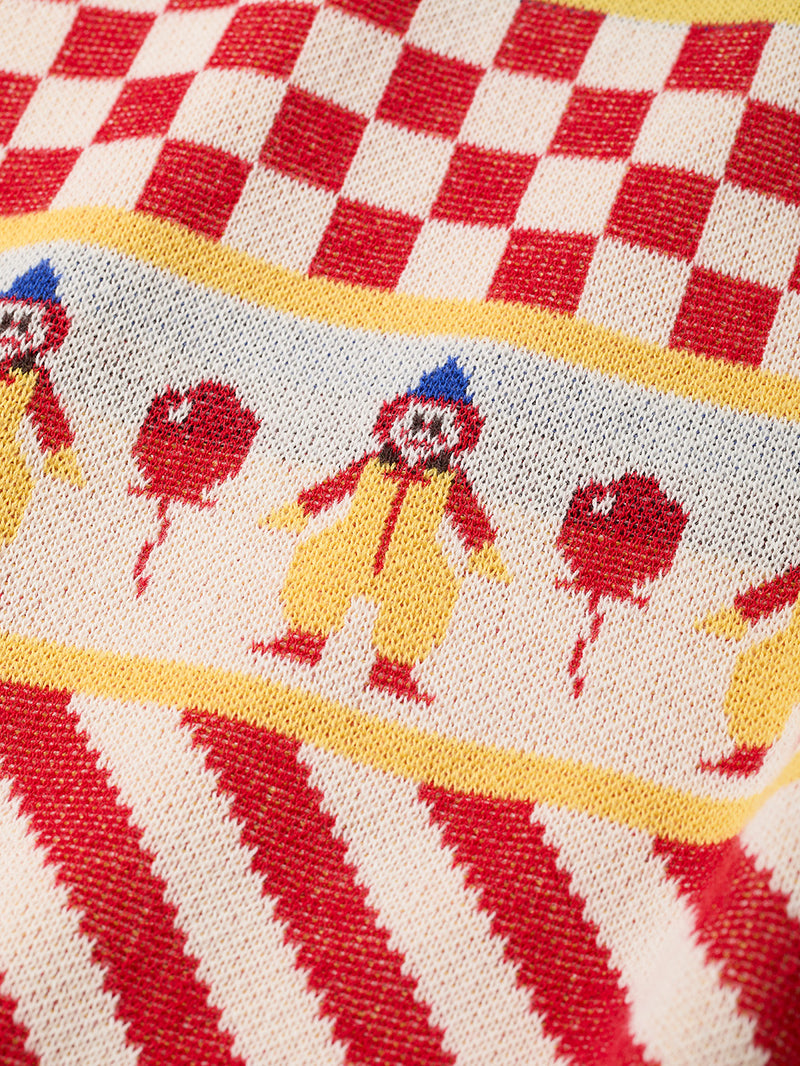 Clown Circus Border Long Sleeve Knit-T
