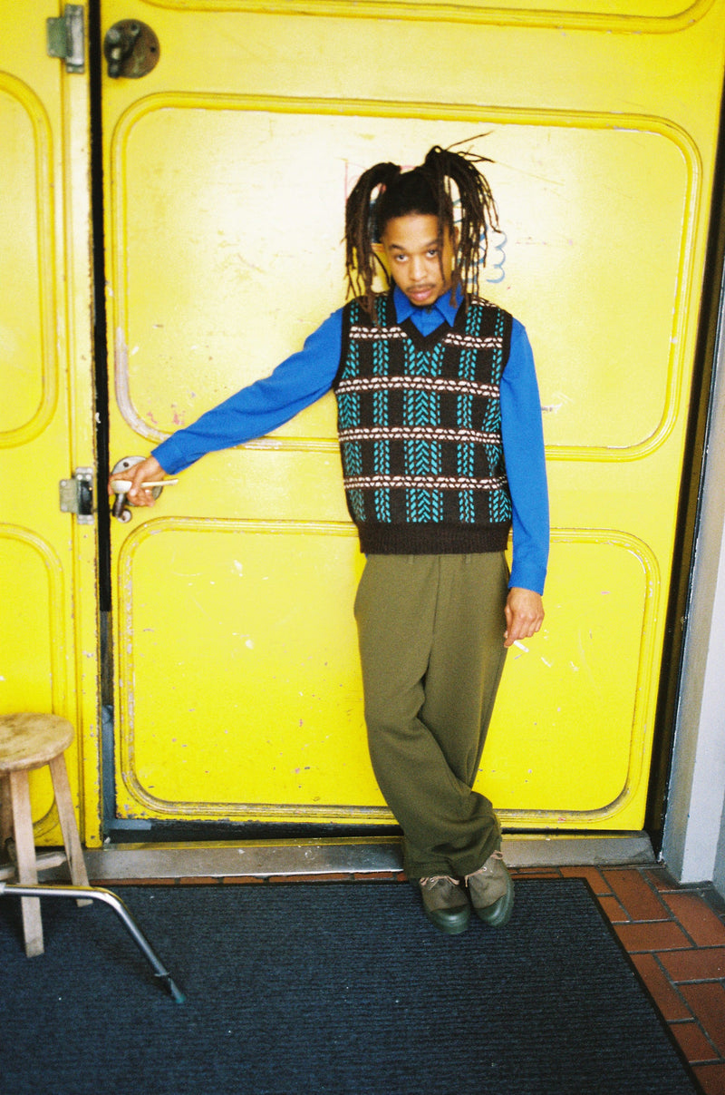 Check Pattern Knit Vest