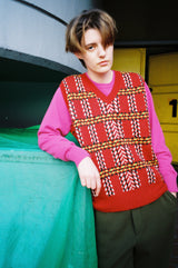 Check Pattern Knit Vest